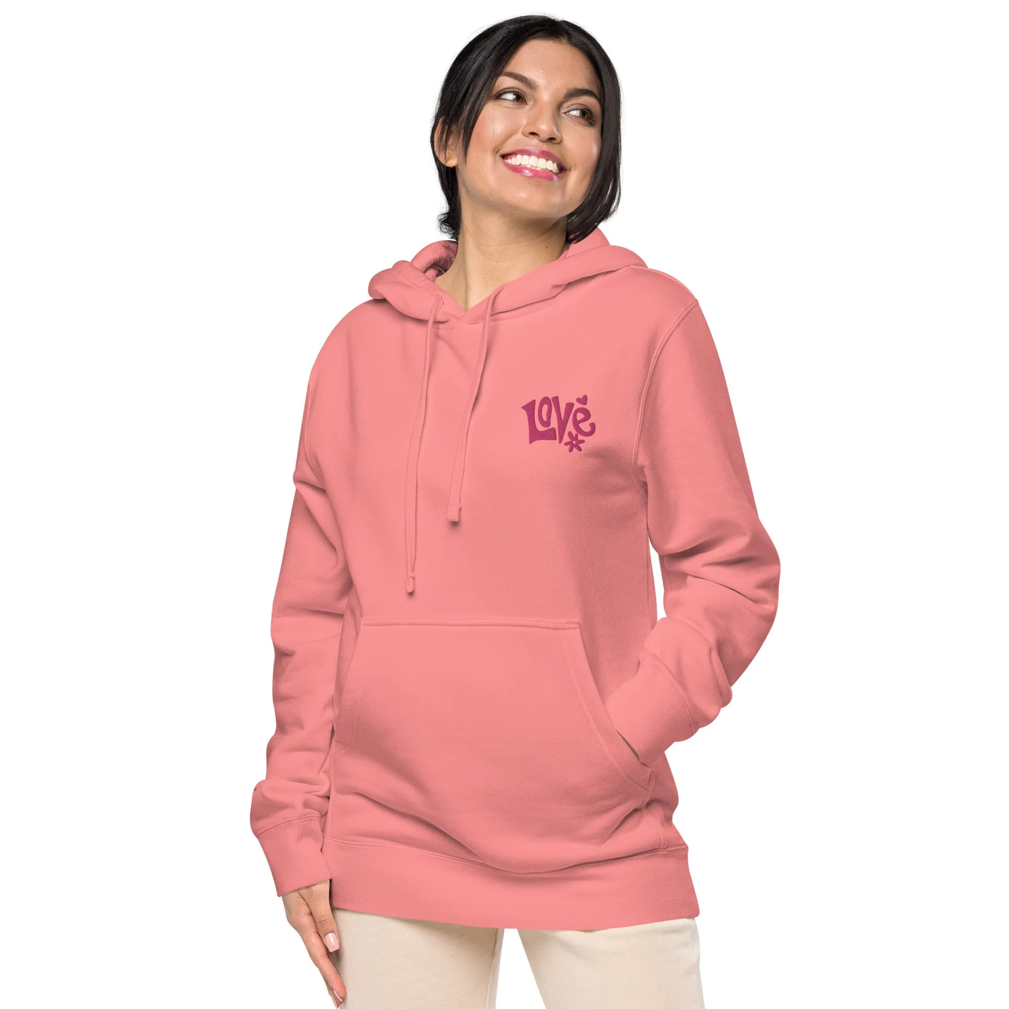 Retro Love Design Unisex Pigment-Dyed Hoodie