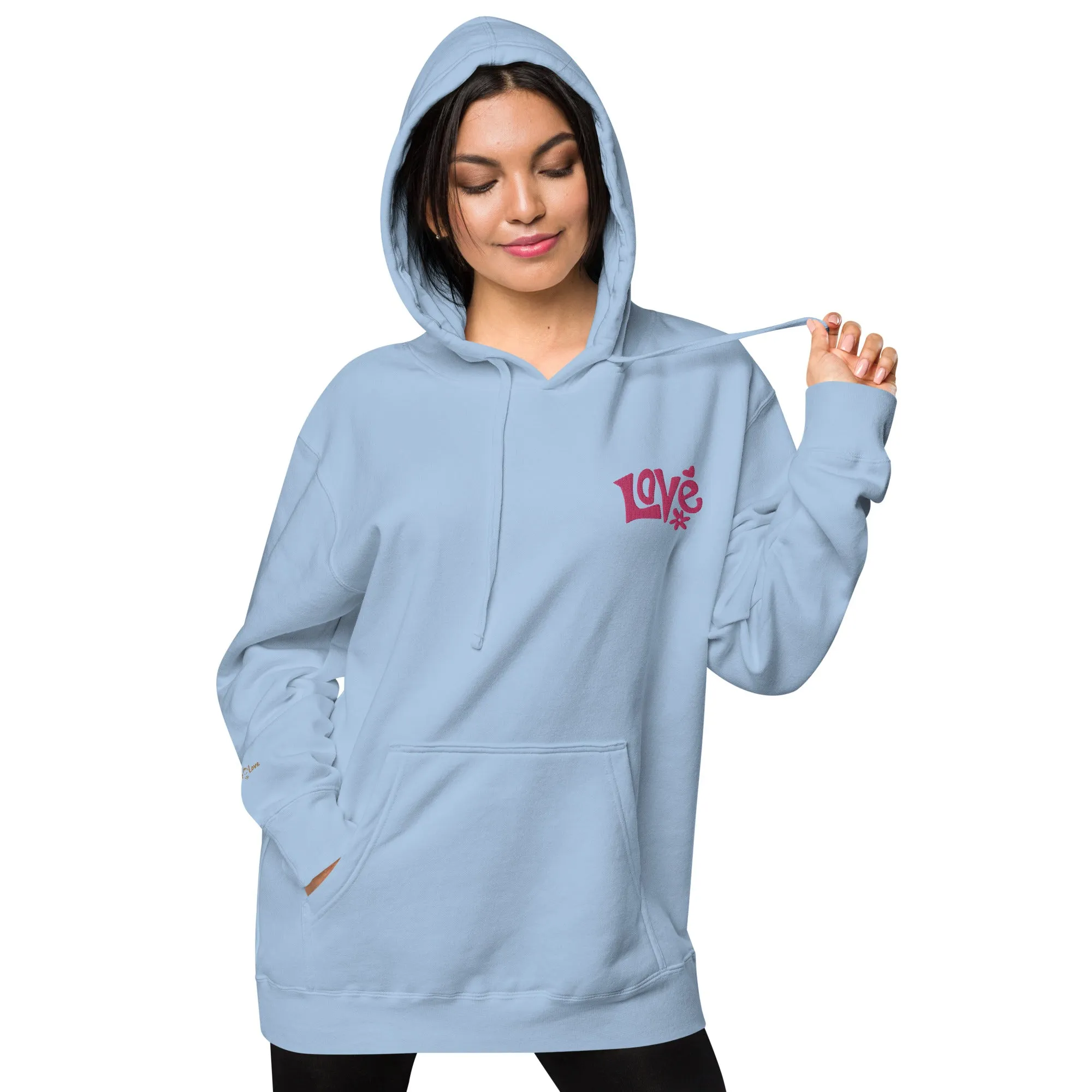 Retro Love Design Unisex Pigment-Dyed Hoodie