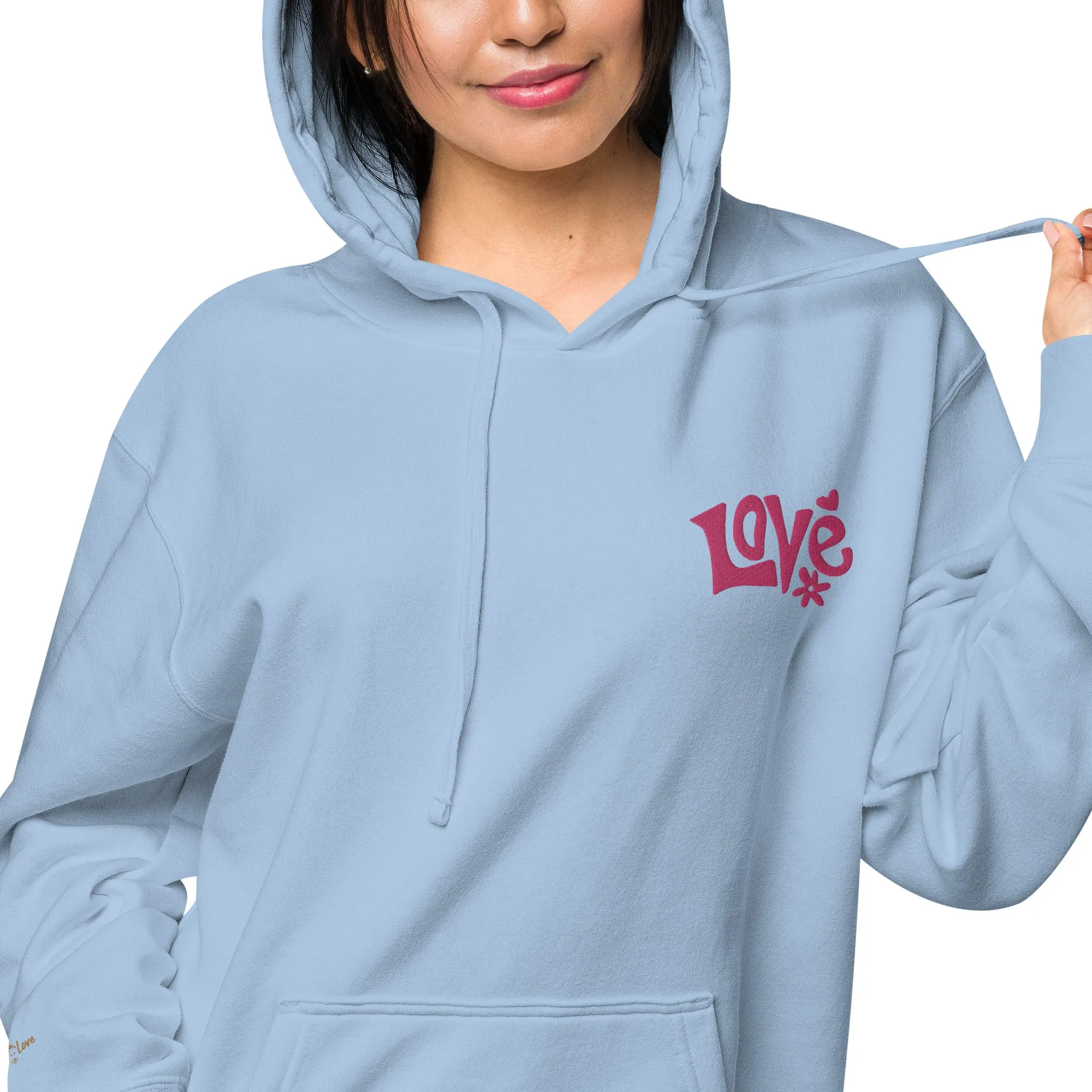 Retro Love Design Unisex Pigment-Dyed Hoodie