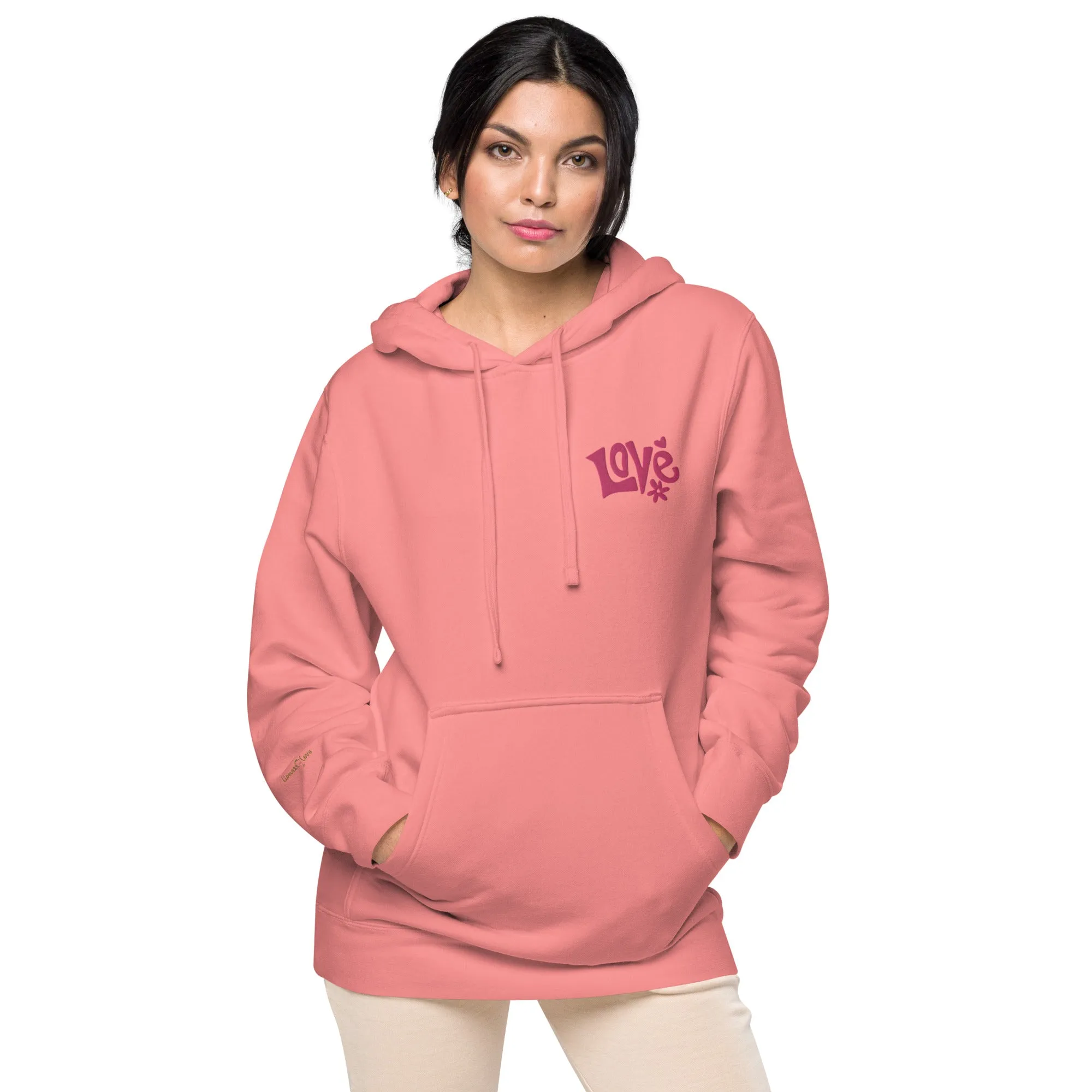 Retro Love Design Unisex Pigment-Dyed Hoodie