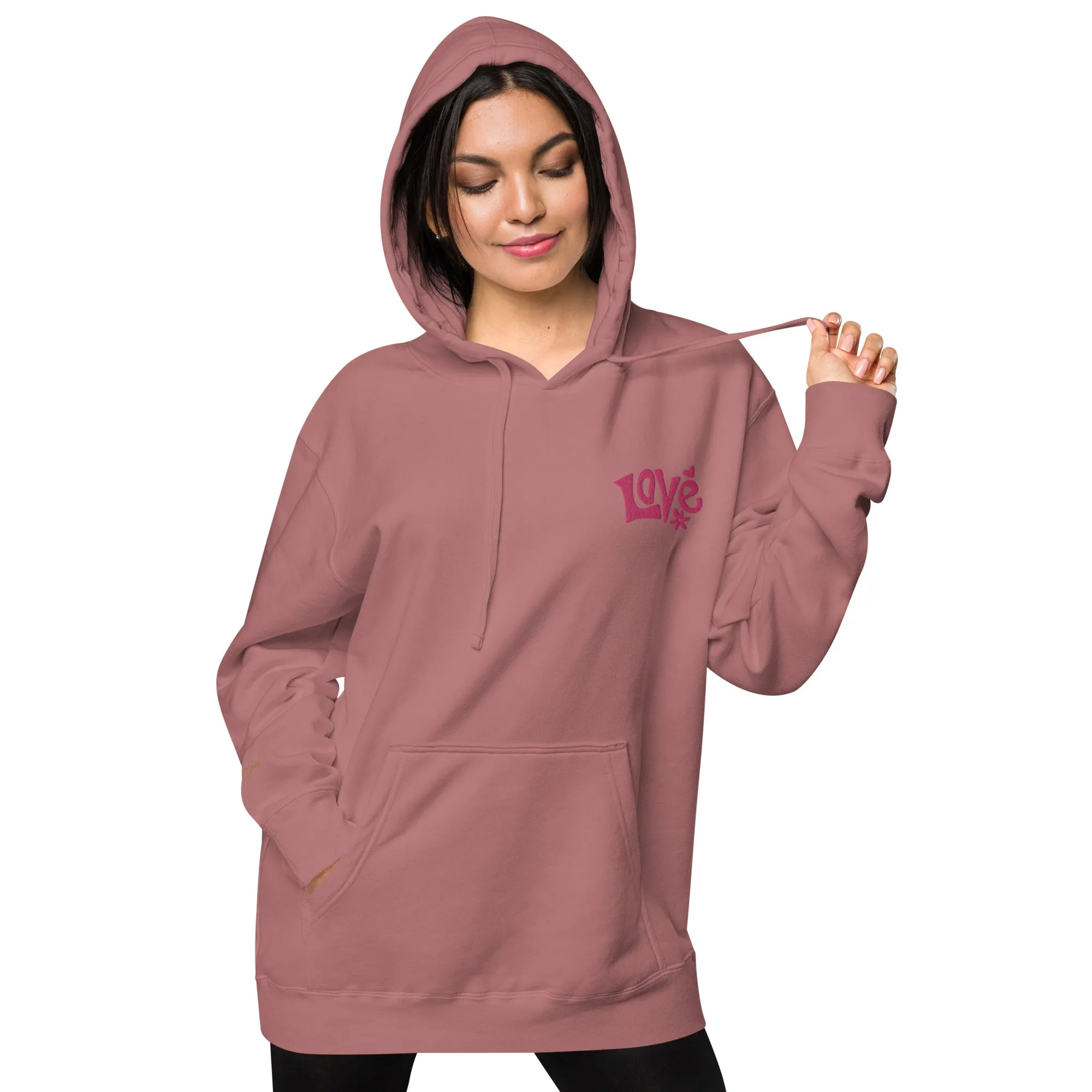 Retro Love Design Unisex Pigment-Dyed Hoodie