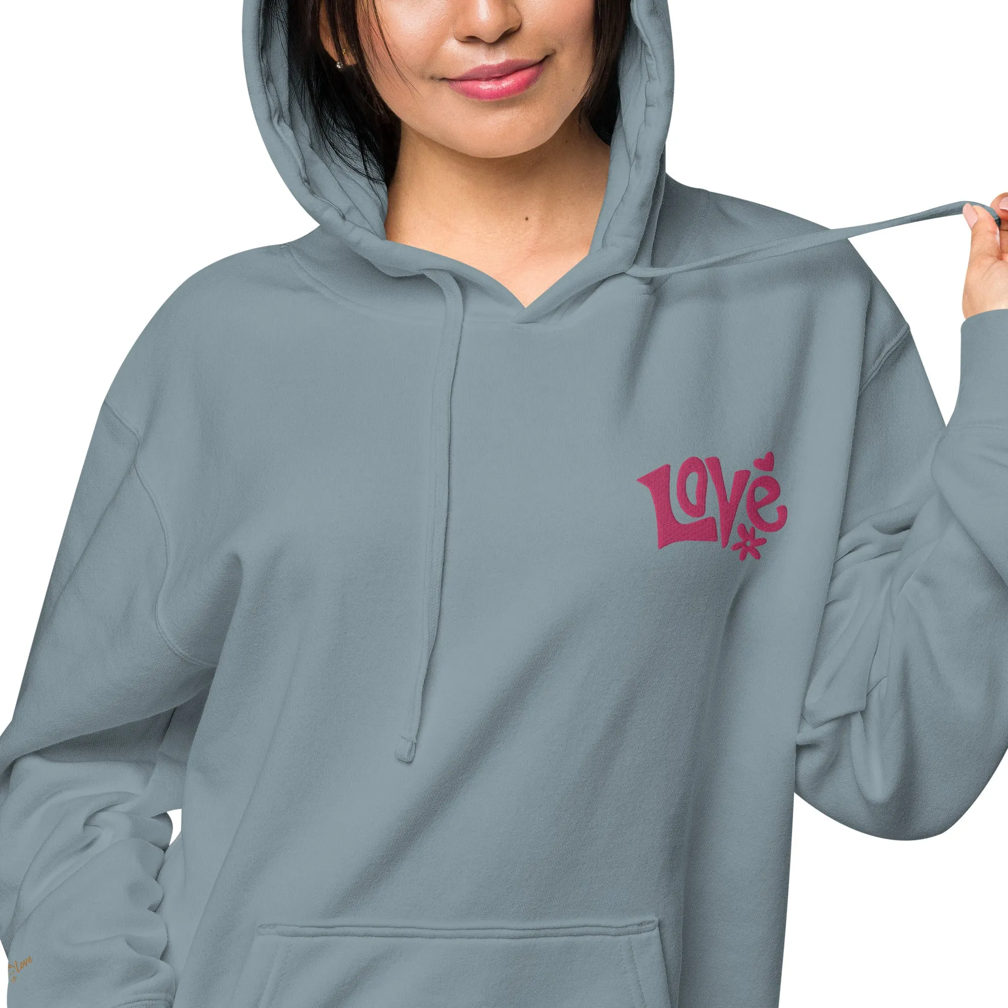 Retro Love Design Unisex Pigment-Dyed Hoodie