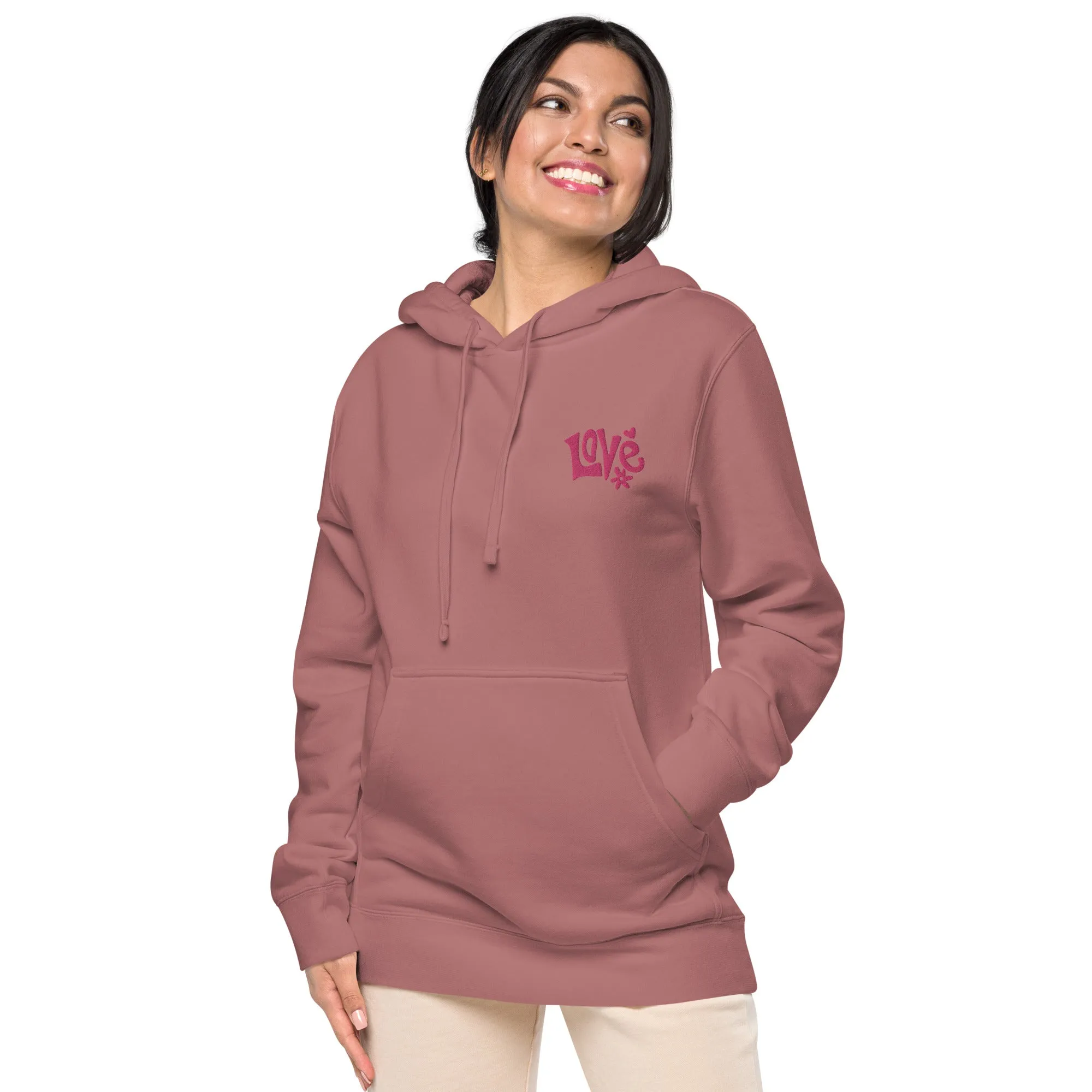 Retro Love Design Unisex Pigment-Dyed Hoodie