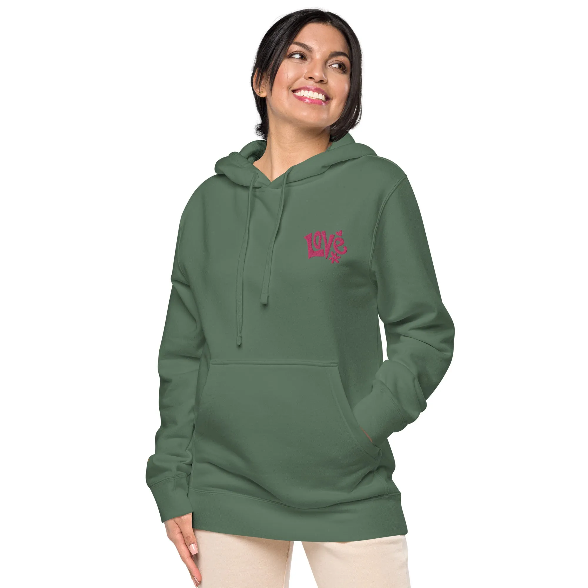 Retro Love Design Unisex Pigment-Dyed Hoodie