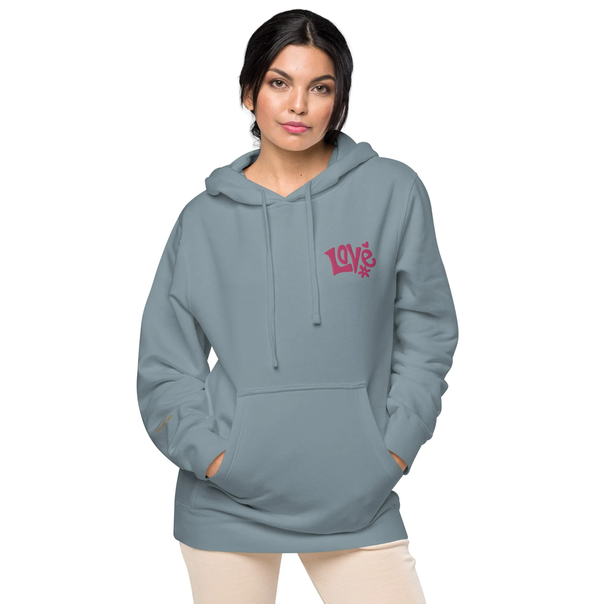 Retro Love Design Unisex Pigment-Dyed Hoodie