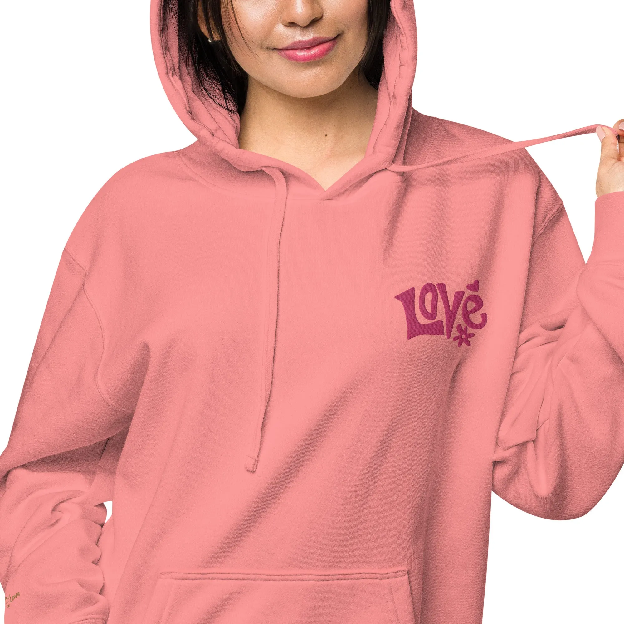 Retro Love Design Unisex Pigment-Dyed Hoodie