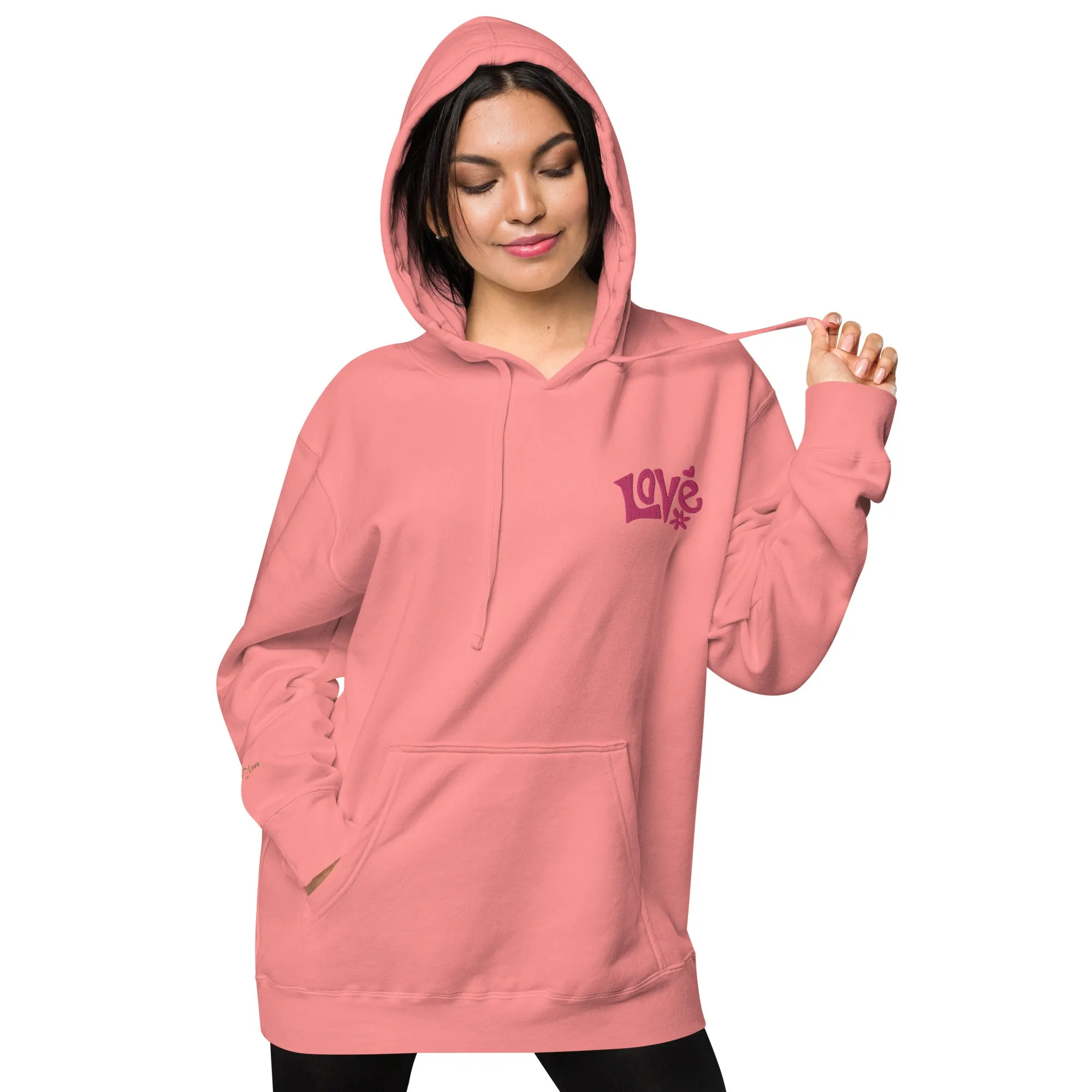 Retro Love Design Unisex Pigment-Dyed Hoodie