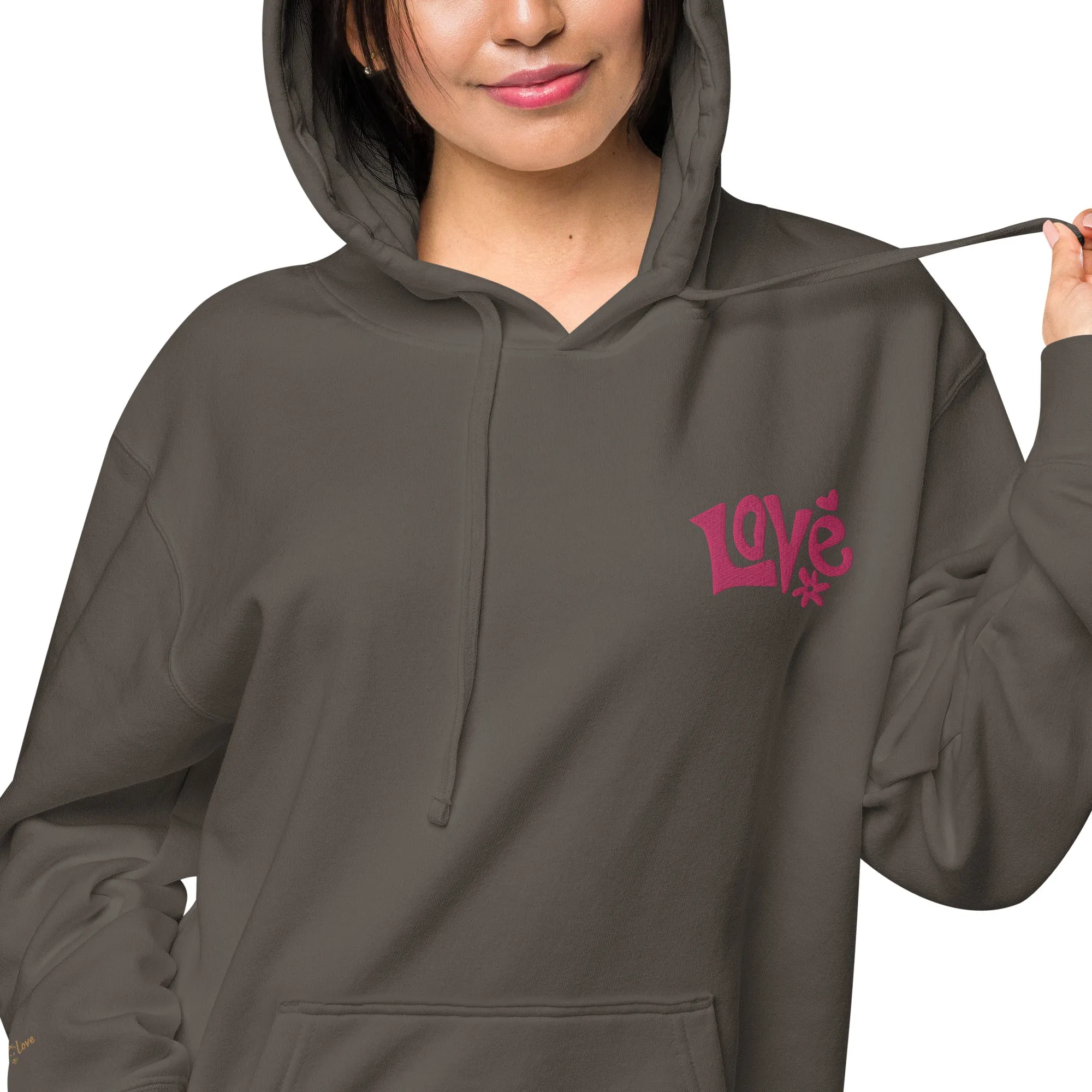 Retro Love Design Unisex Pigment-Dyed Hoodie