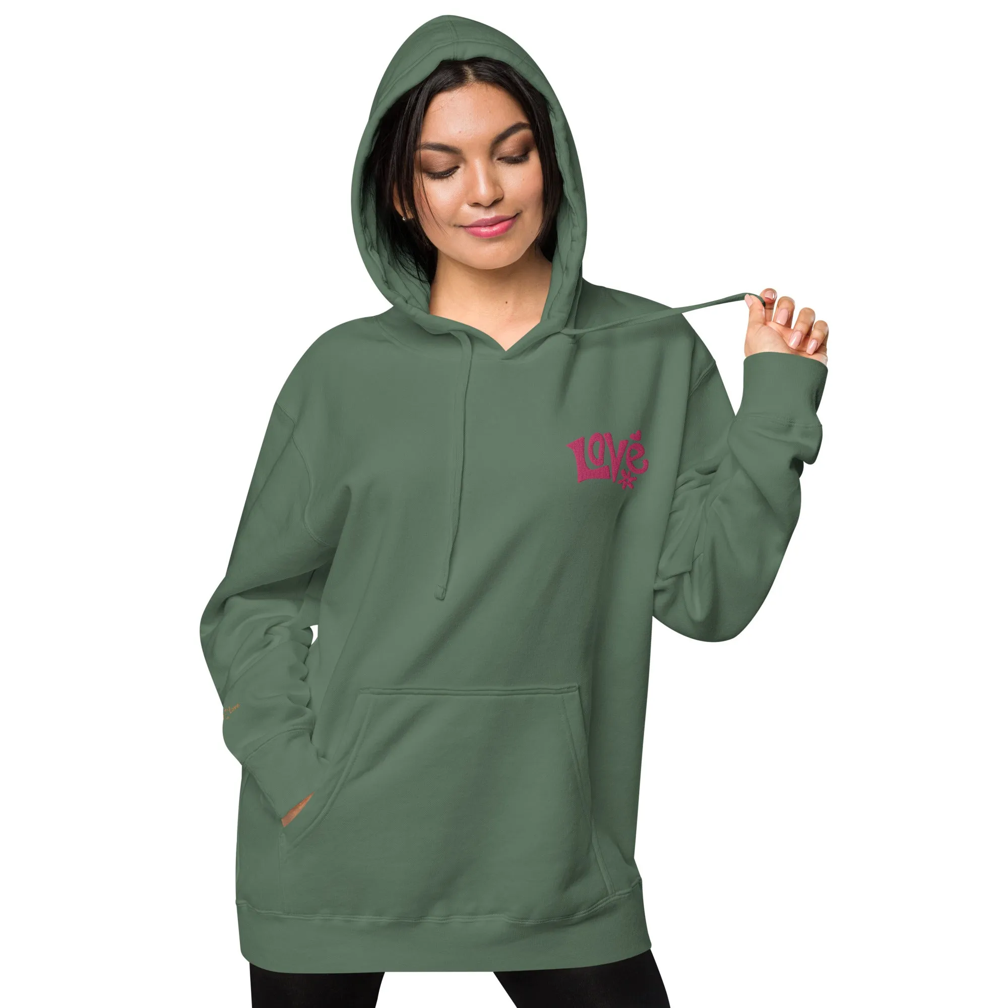 Retro Love Design Unisex Pigment-Dyed Hoodie