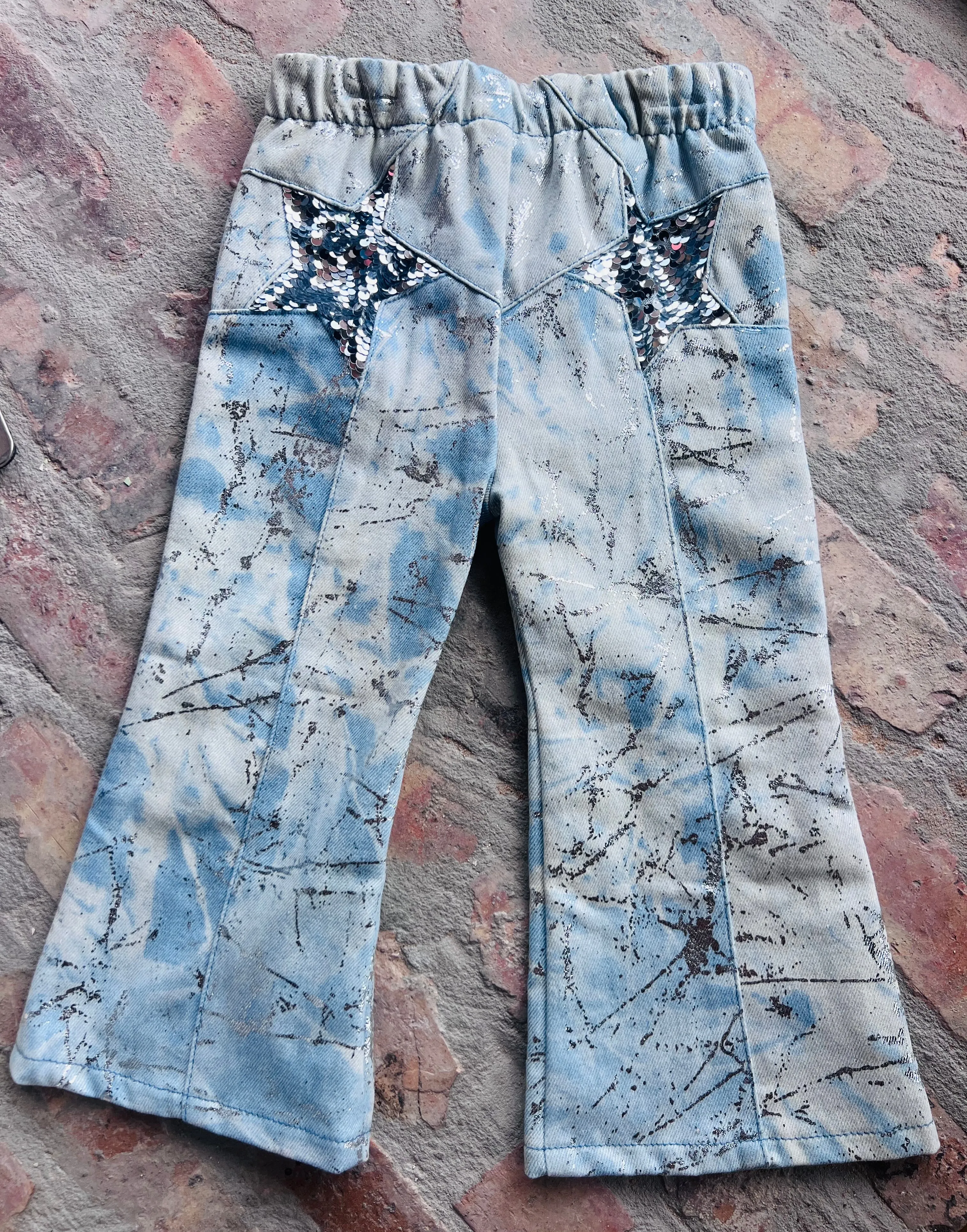 Sequin Star Bell Bottom Jeans