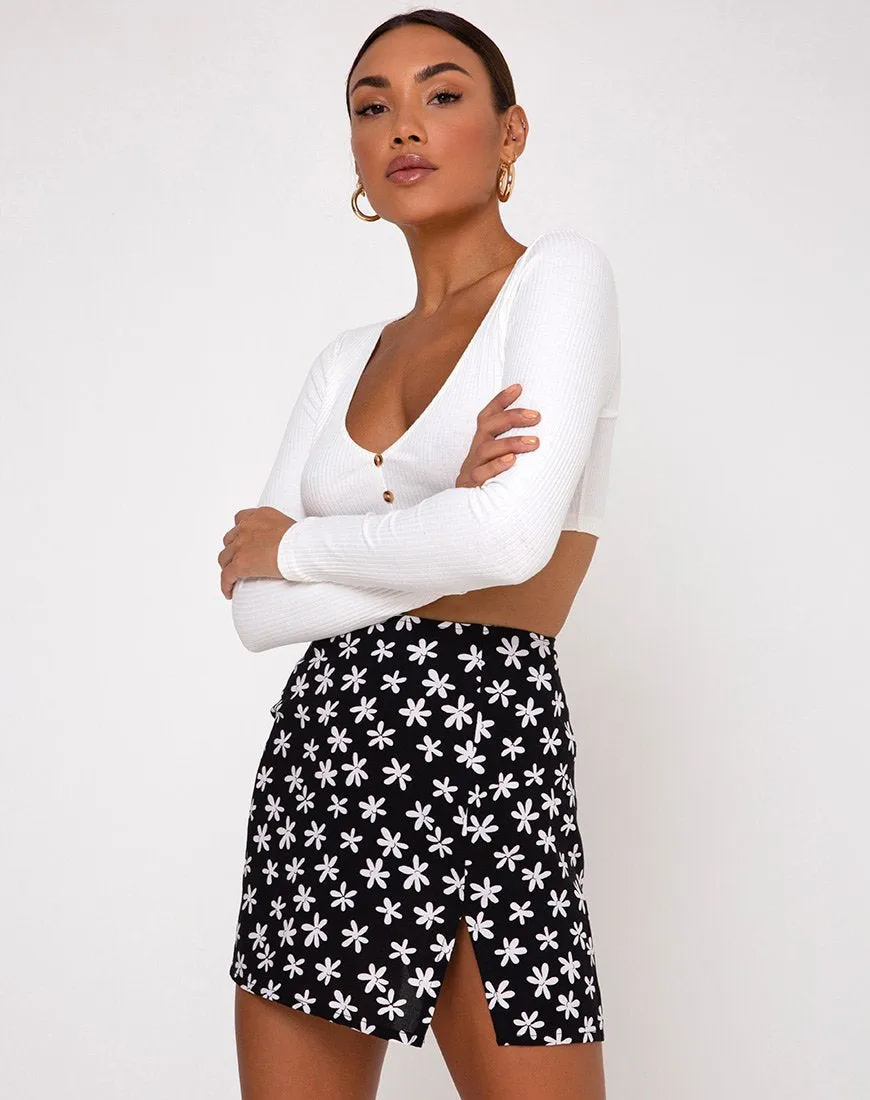 Sheny Mini Skirt in 90's Daisy Black and White