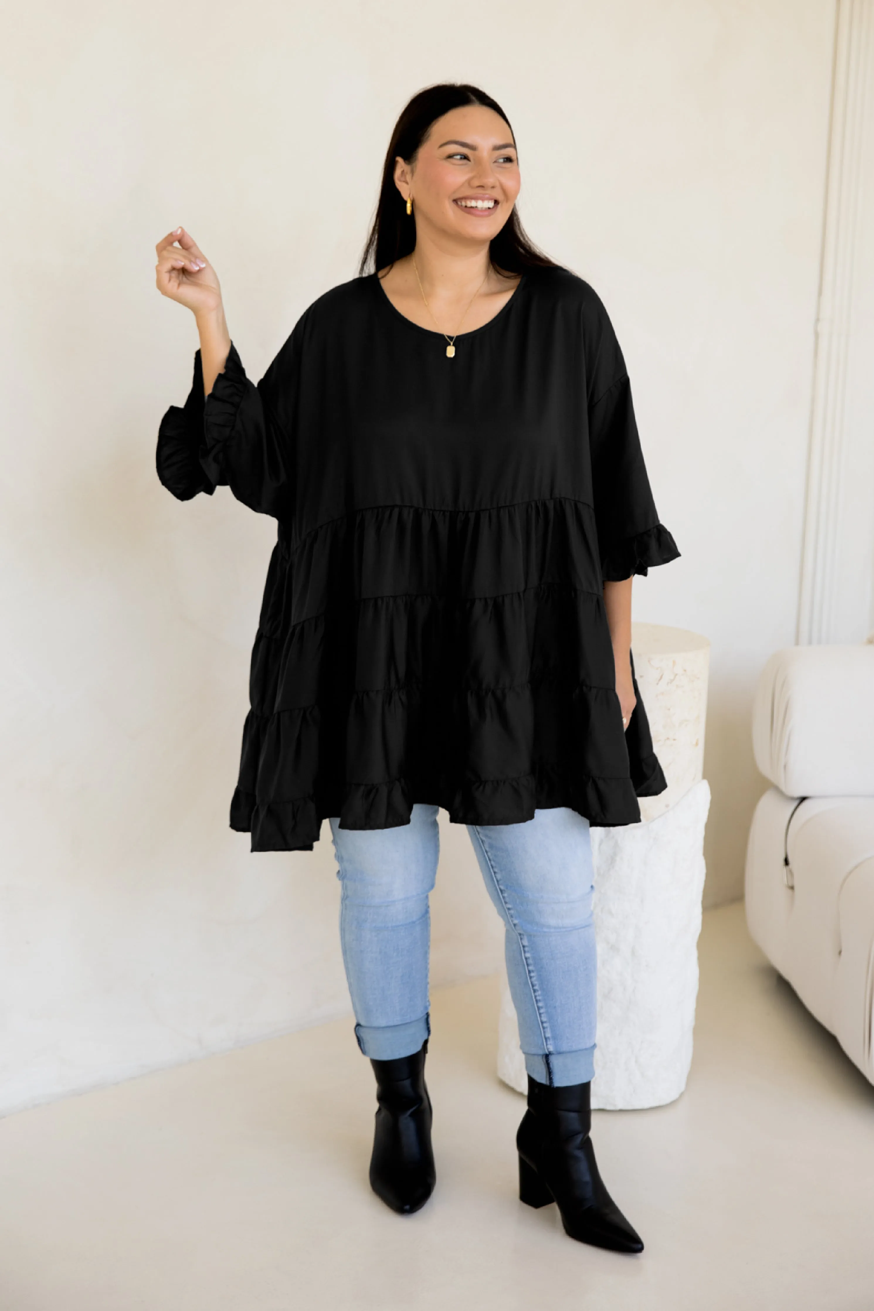 Sofia Top in Black Tencel