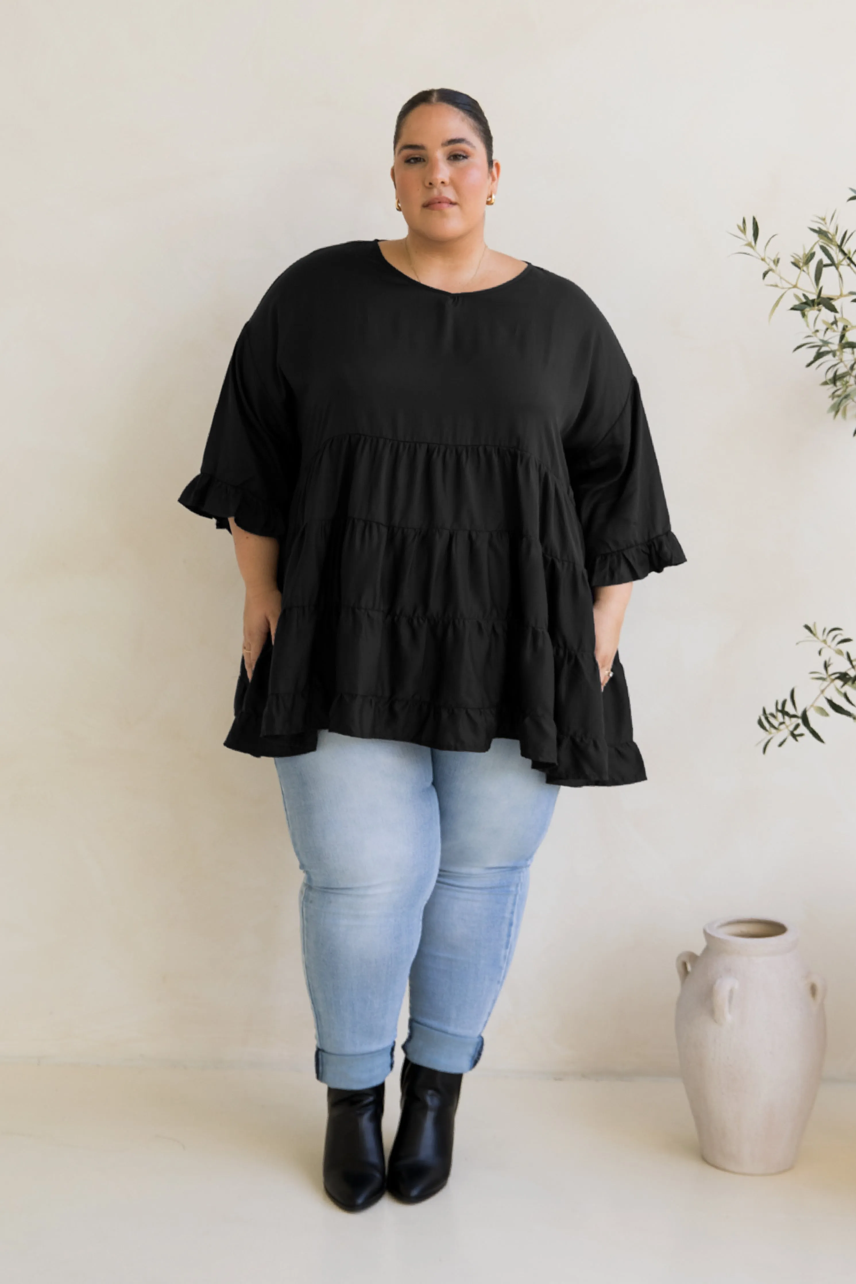 Sofia Top in Black Tencel