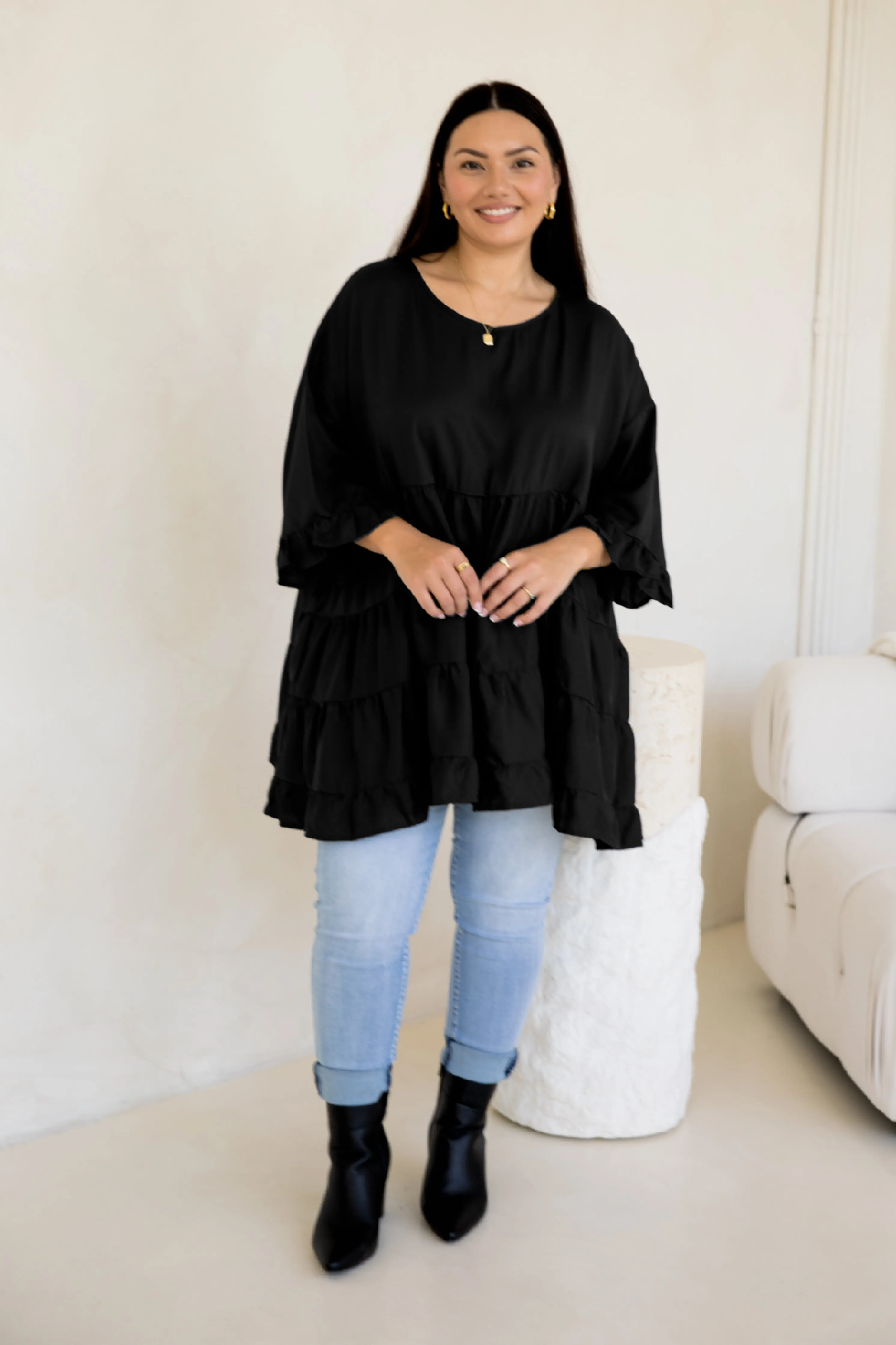 Sofia Top in Black Tencel