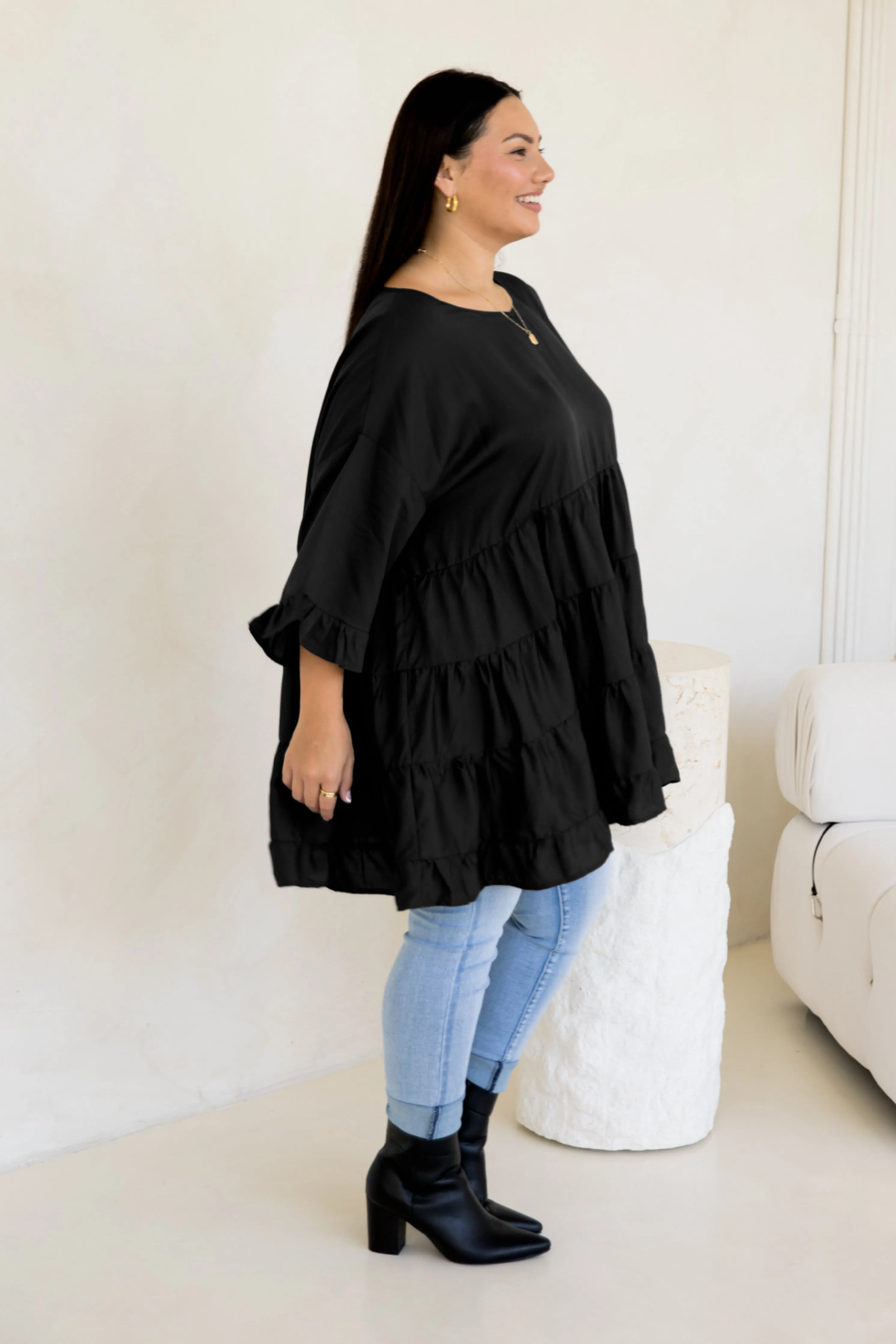 Sofia Top in Black Tencel