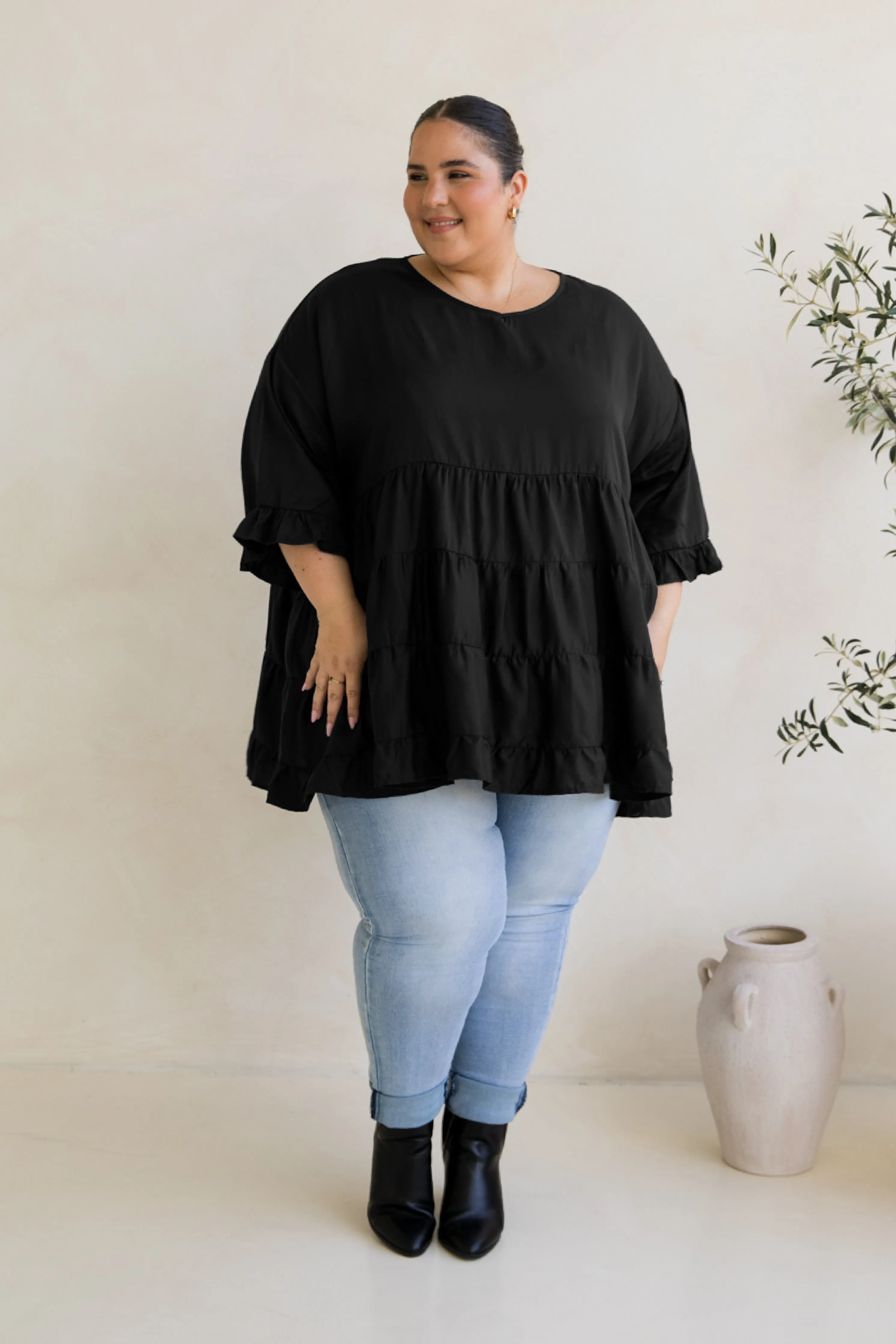 Sofia Top in Black Tencel