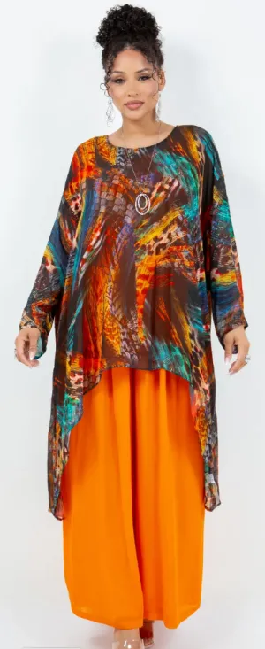 Solar Flare Mosaic hi-low Tunic Top Boho Hippie Chic Resort Wear Sml-10X