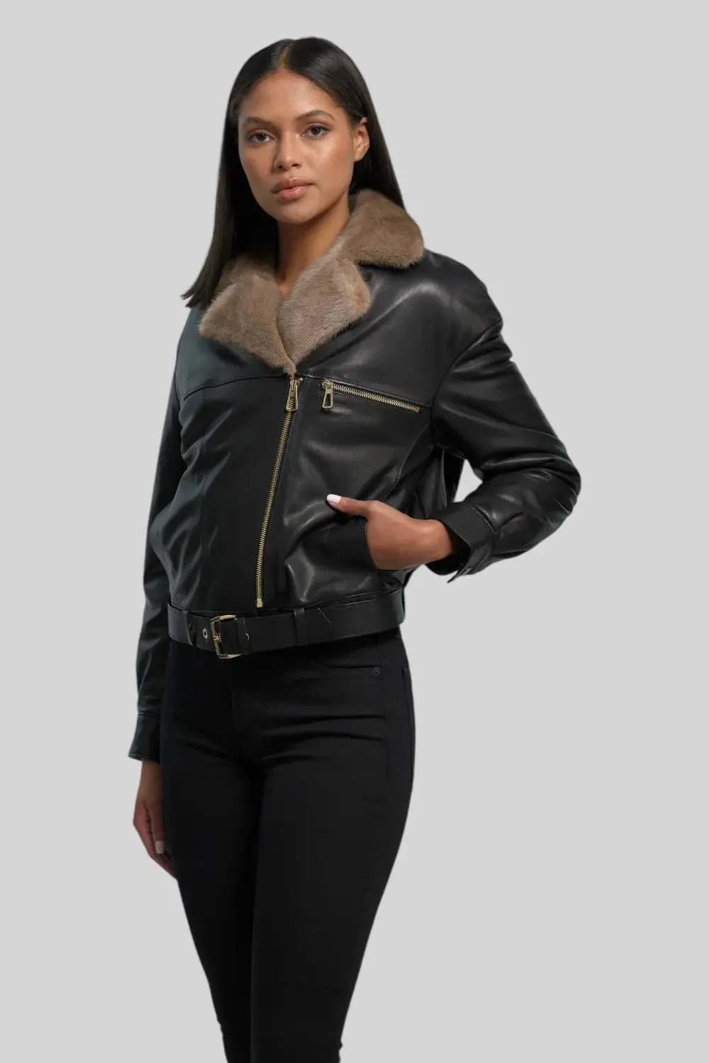 Sophie Classic Leather Bomber