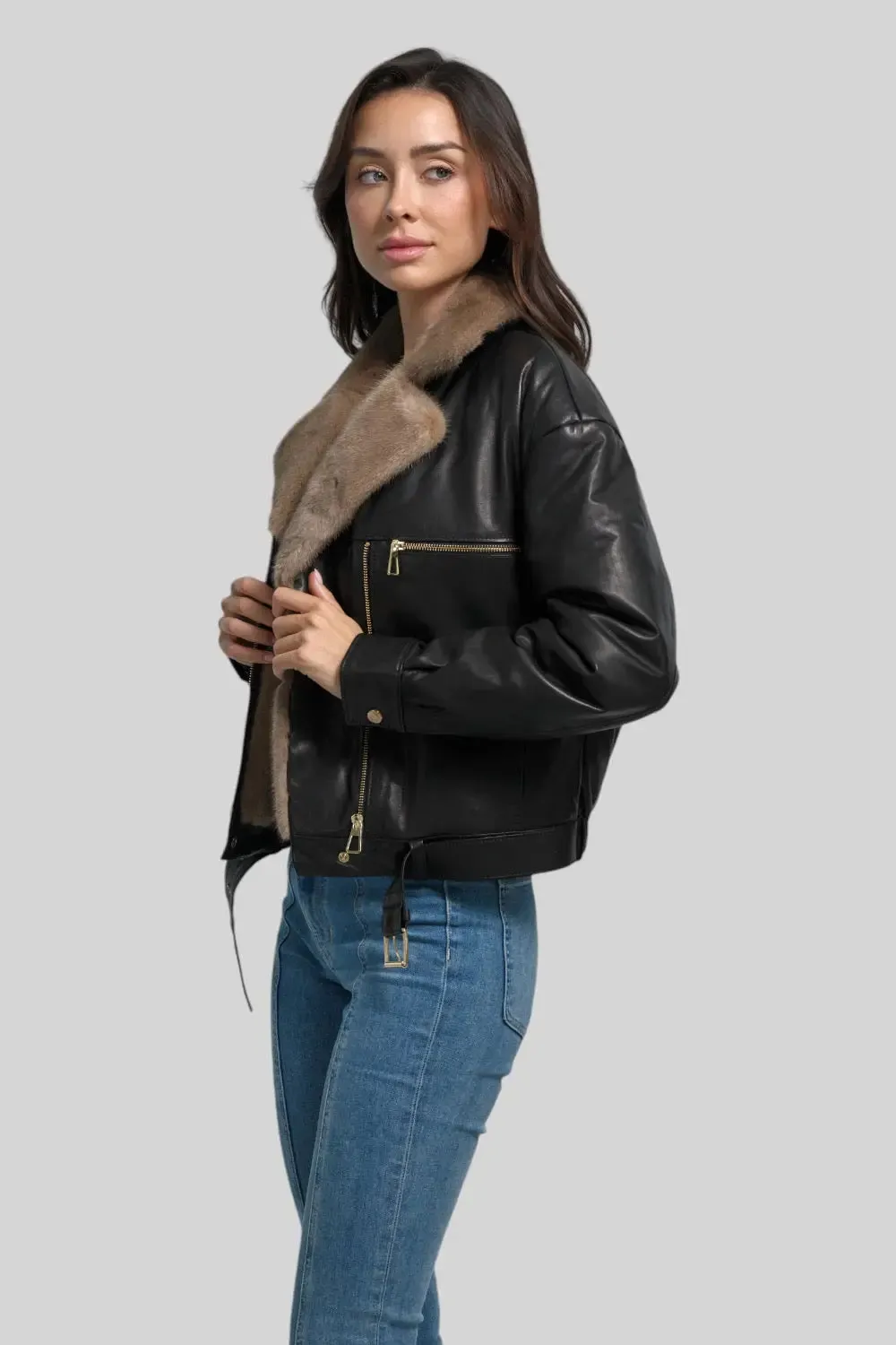 Sophie Classic Leather Bomber