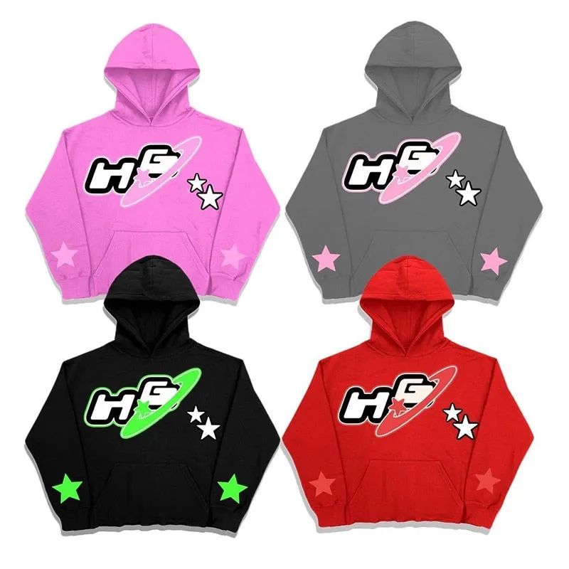 Star Long Sleeve Y2k Zip Hoodie