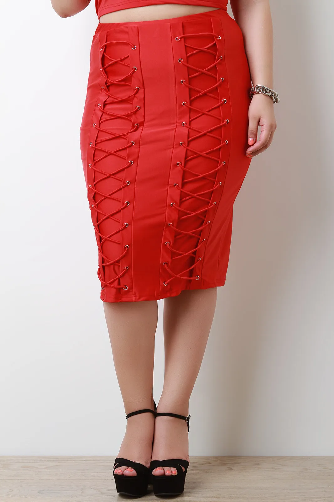 Stretchy High Waisted Corset Pencil Skirt