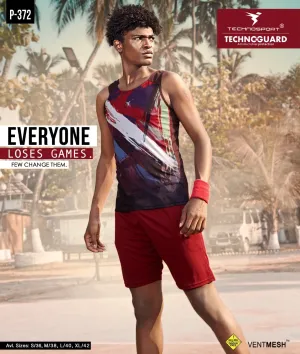 TechnoSport Sublimation U Neck Sleeveless Dry Fit Sando for Men P-372 (Maroon)