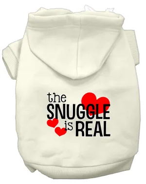 The Snuggle Is Real Screen Print Dog Hoodie Cream L