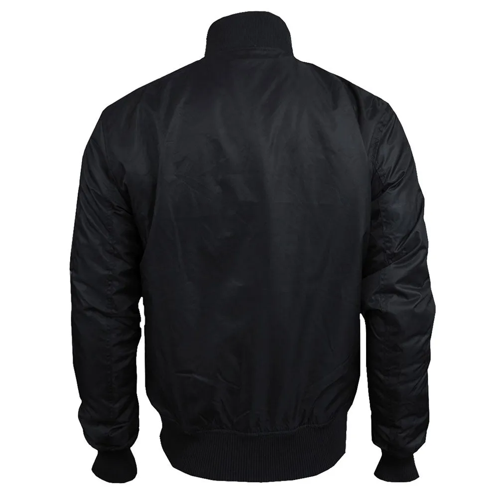 Top Gun MA 1 Nylon Bomber Jacket with Patches Black