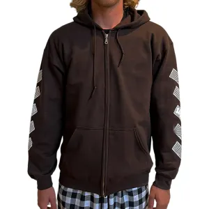 Trippy Check Zip Hoodie - Dark Chocolate Brown