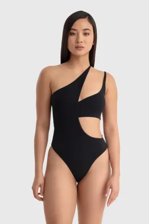 TWIGGY ASYMMETRIC BODYSUIT BLACK