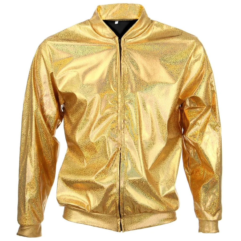 Unisex Shiny Bomber Jacket - Gold