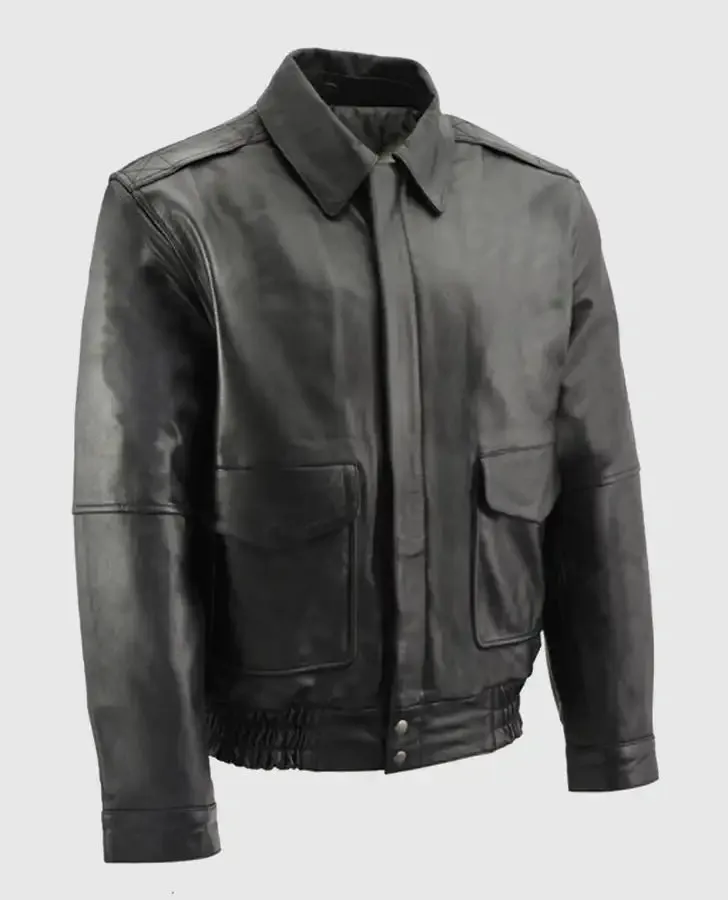 USA Leather 1515 Men's Black 'Classic Aviator' Bomber Leather Jacket