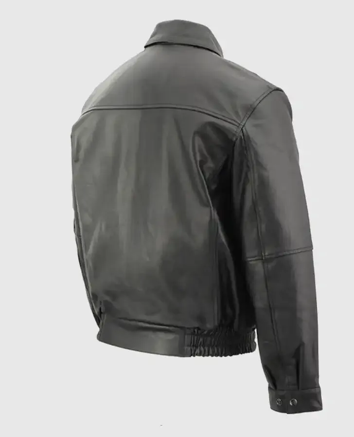 USA Leather 1515 Men's Black 'Classic Aviator' Bomber Leather Jacket