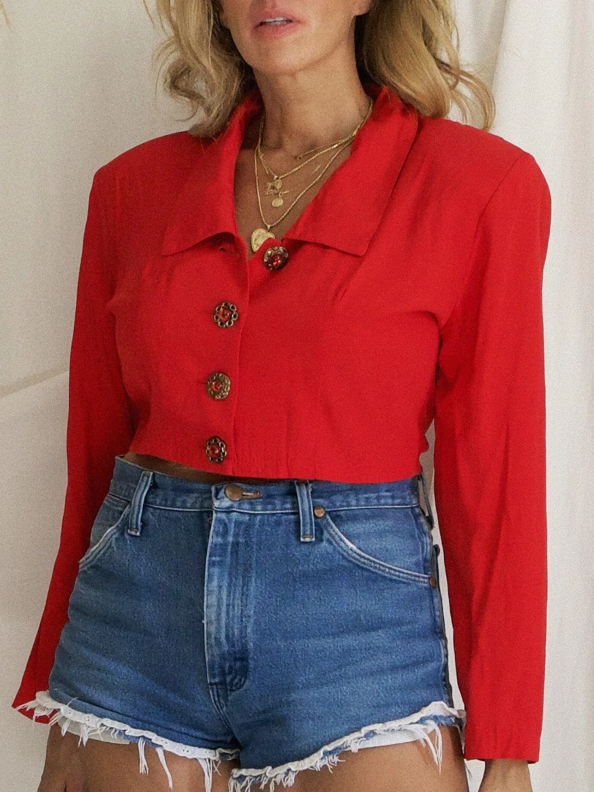 Vintage Cherry Red Crop Jacket