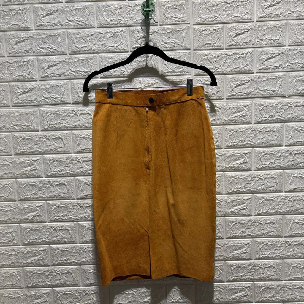 Vintage Suede Leather Pencil Skirt