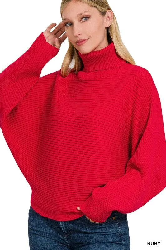 Viscose Dolman Sleeve Turtleneck Sweater