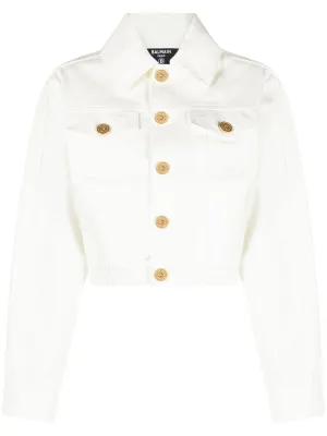 White Denim Cropped Jacket