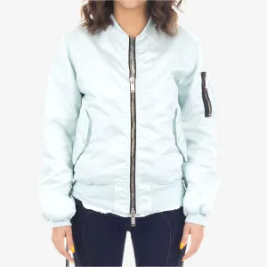 Womens Distressed Nylon Bomber