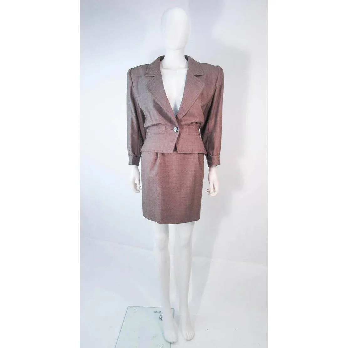 YVES SAINT LAURENT 1970s Brown Skirt Suit | Size 46