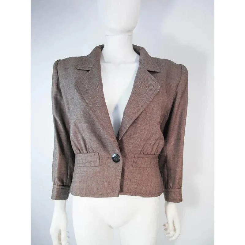 YVES SAINT LAURENT 1970s Brown Skirt Suit | Size 46