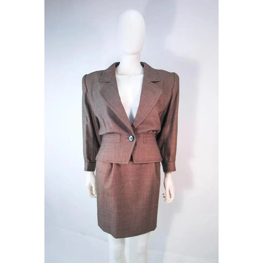 YVES SAINT LAURENT 1970s Brown Skirt Suit | Size 46