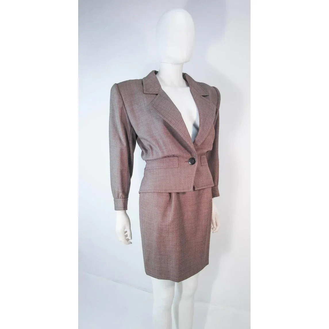 YVES SAINT LAURENT 1970s Brown Skirt Suit | Size 46