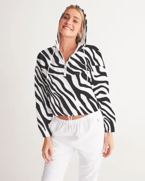 Zebra Print Women's Cropped Windbreaker