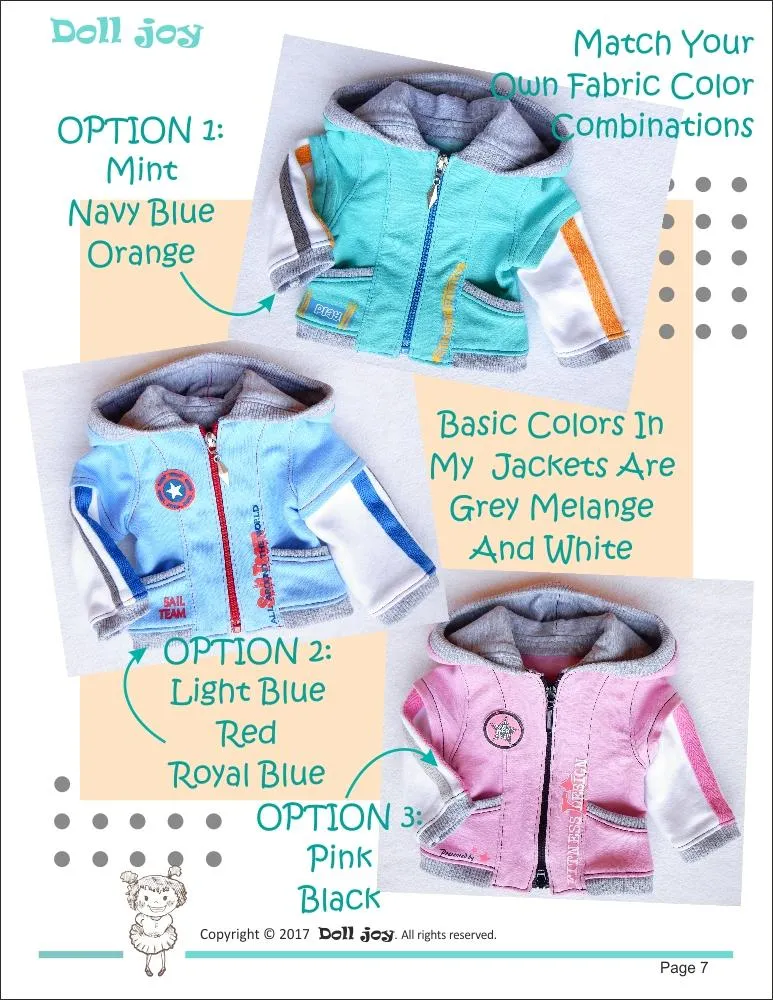 Zip Through Hoody 18" Doll Clothes Pattern